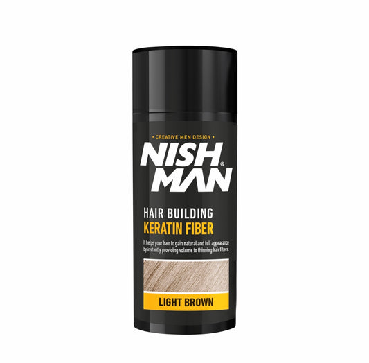 NISHMAN Hair Building Keratin Fiber - Light Brown + Fiber Locking Mist Spray